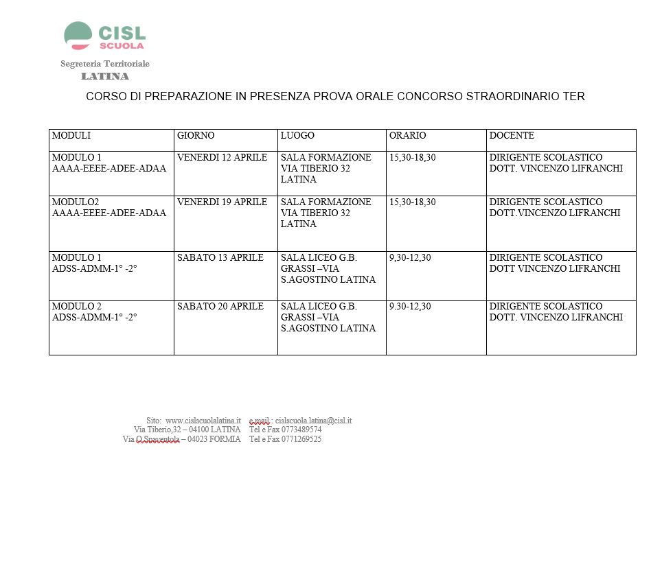 calendario corso concorso ter
